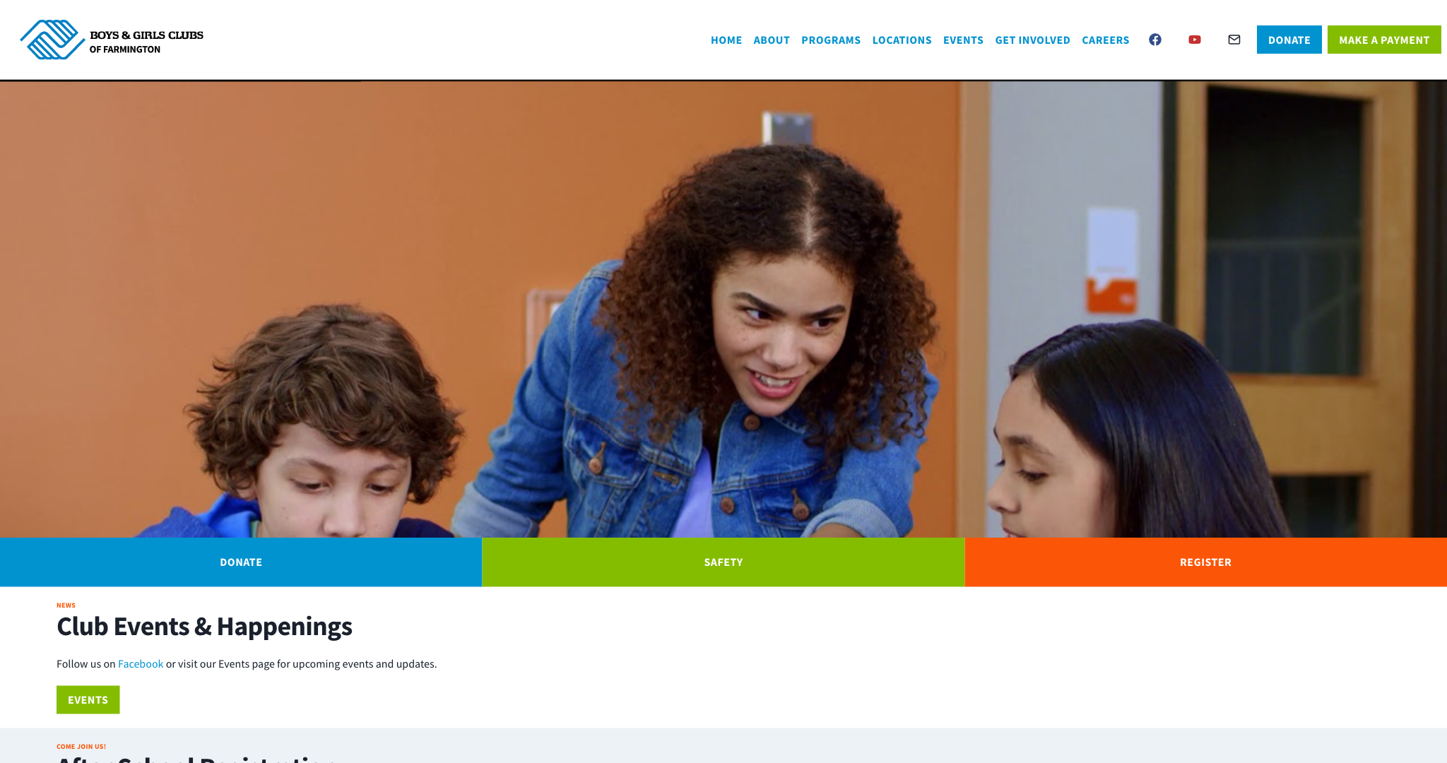 An image of Boys and Girls Club's website.