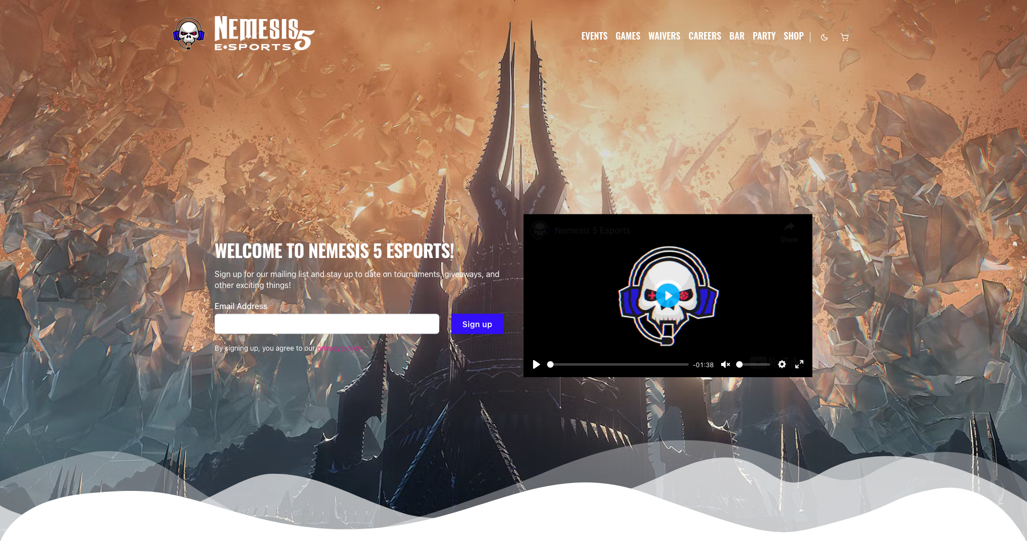 An image of Nemesis 5 Esports's website.